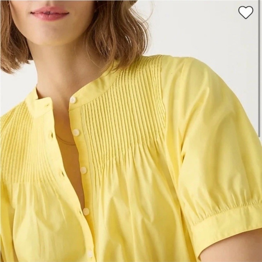 J Crew Short Sleeve Mini Dress Yellow Cotton Poplin Womens Small Tall - Picture 2 of 14
